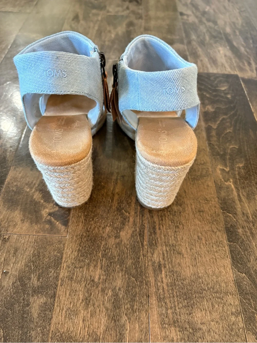 TOMS Majorca Platform Sandals Light Blue Denim Sz 6